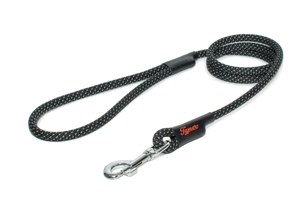 klassische Hundeleine - L - 175cm - schwarz mit silber Punkten